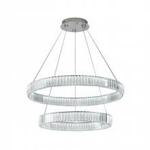 Bethel International GL513C32CH - 2-Light Chrome Steel LED Chandelier With Crystals